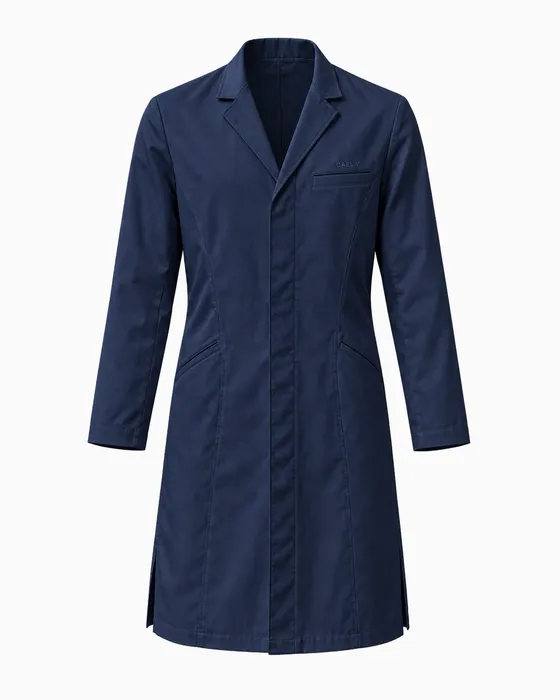 Tailored Notch-Lapel Lab Coat, Navy