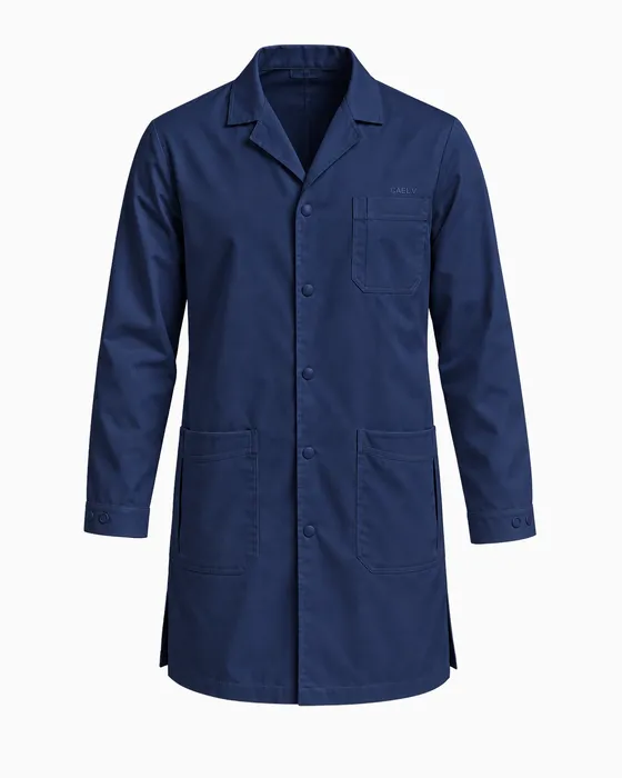 Six-Button Lab Coat, Navy
