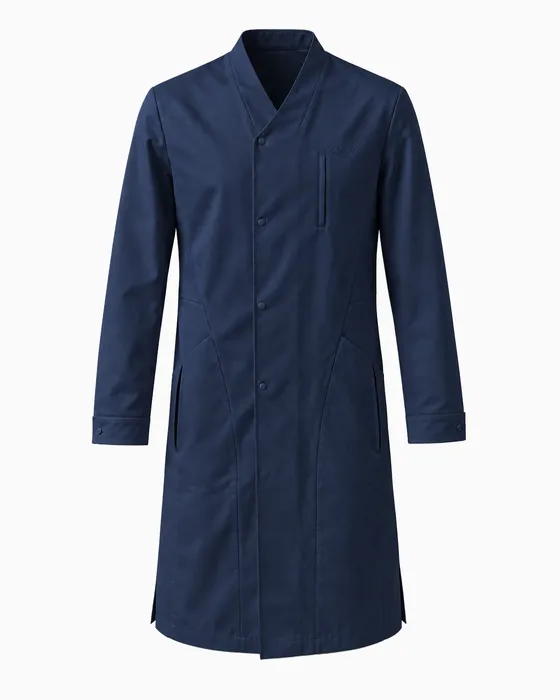 Shawl-Collar Lab Coat, Navy