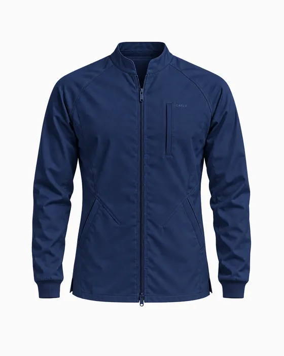 Stand-Collar Zip Jacket, Navy