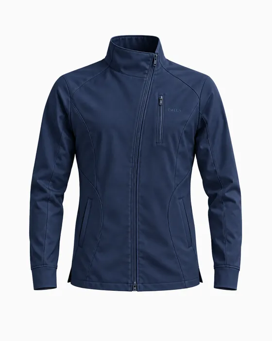 Asymmetric Zip Jacket, Navy