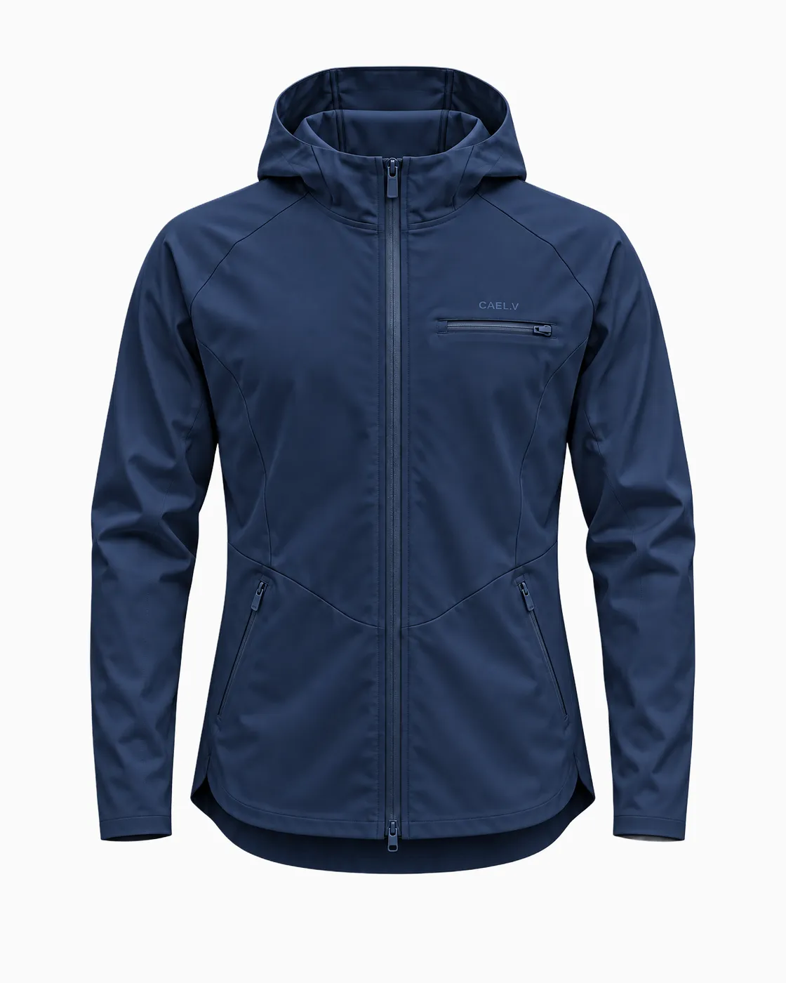 Hooded Zip Jacket — Front · Navy