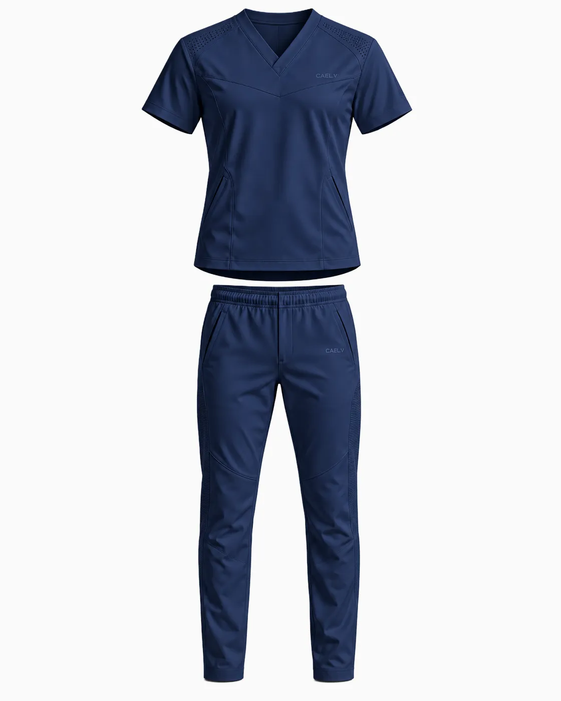 Classic V-Neck Set — Front · Navy