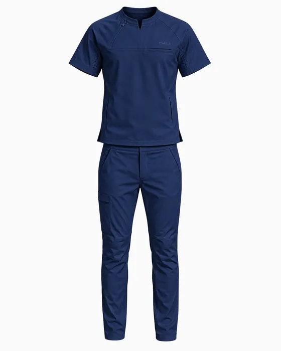 Notch-Neck Utility Set, Navy