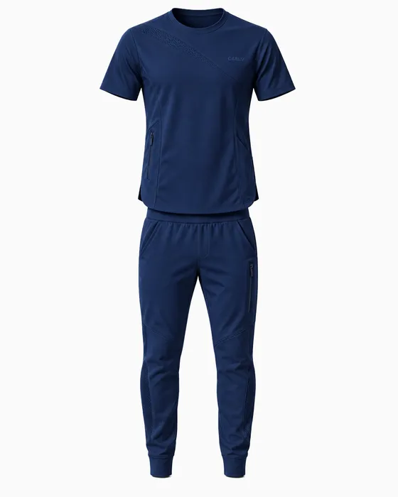 Crew-Neck Jogger Set, Navy