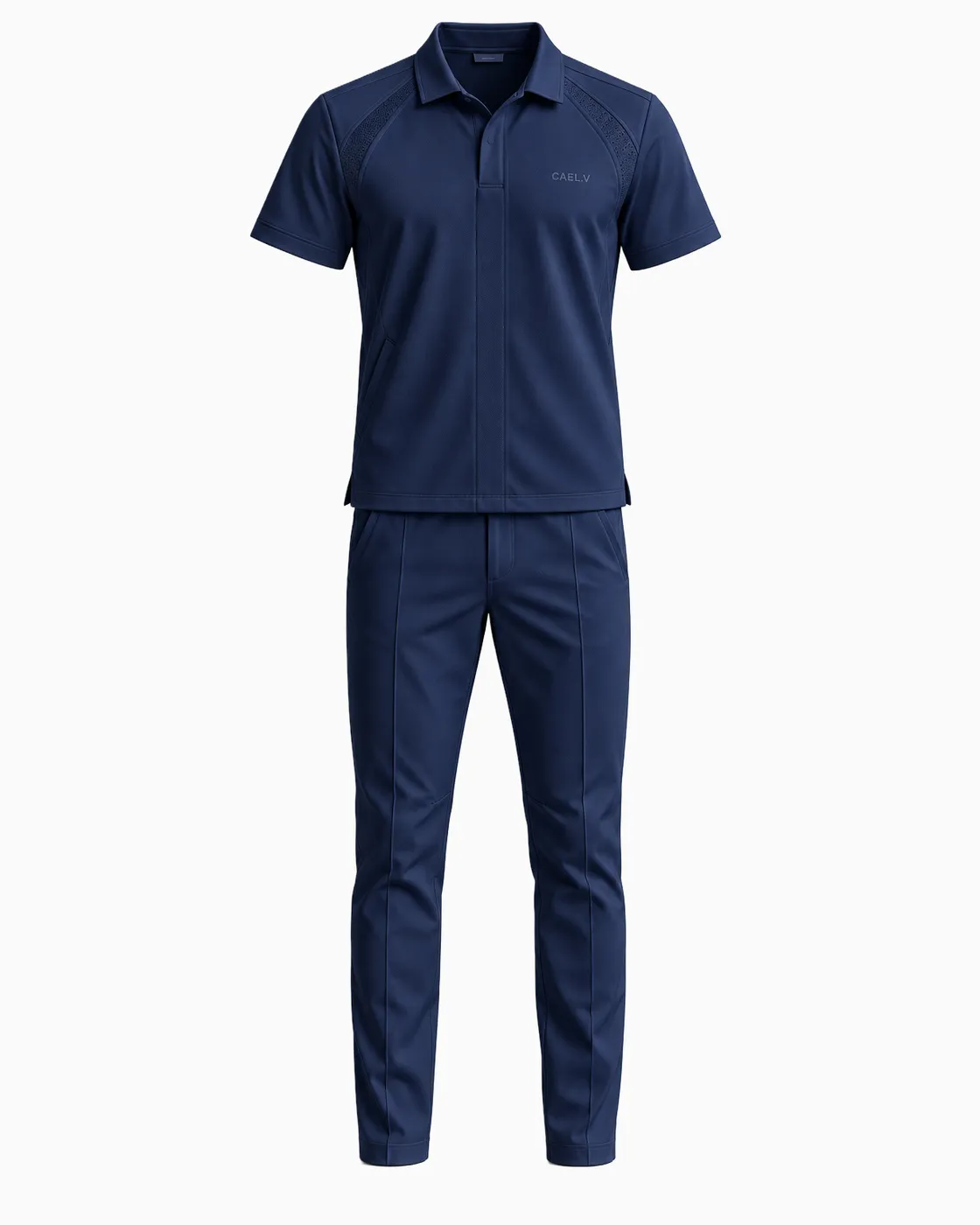 Polo Scrub Set — Front · Navy
