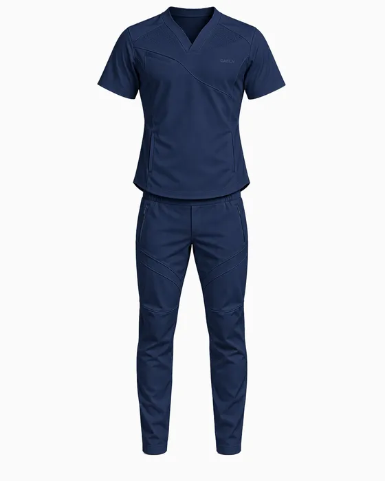 Crossover V-Neck Set, Navy