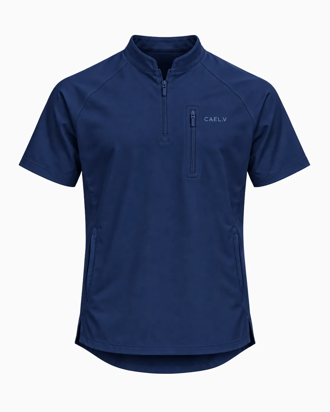 Quarter-Zip Stand-Collar Top — Front · Navy