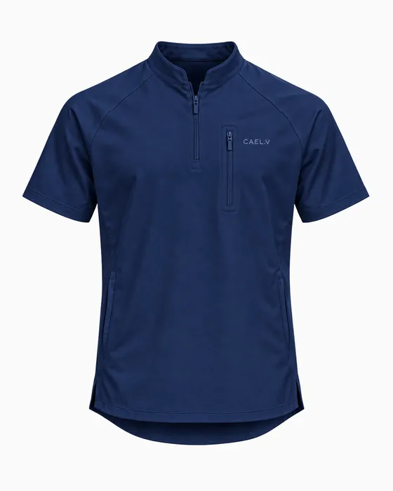 Quarter-Zip Stand-Collar Top, Navy