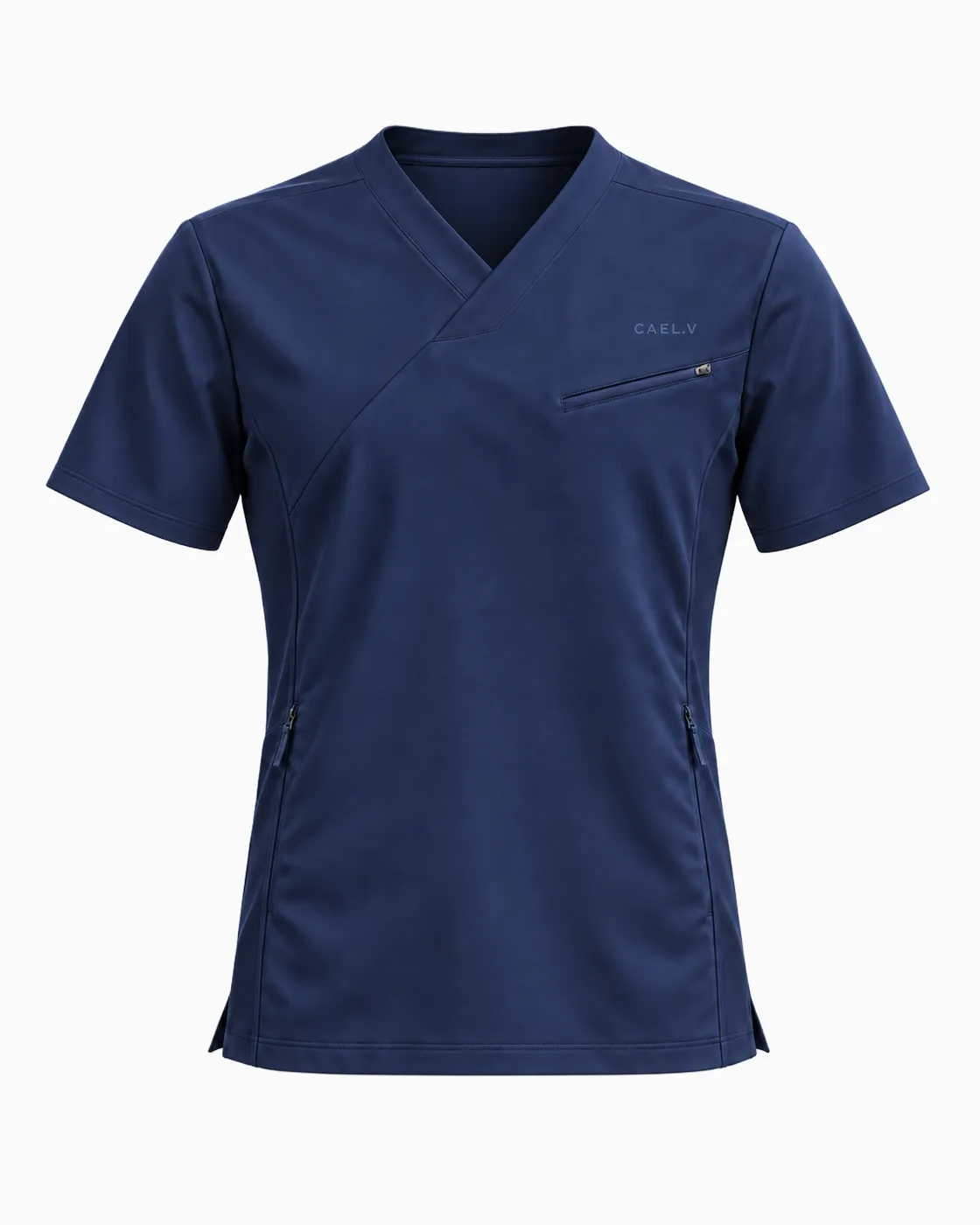 Crossover V-Neck Top — Front · Navy