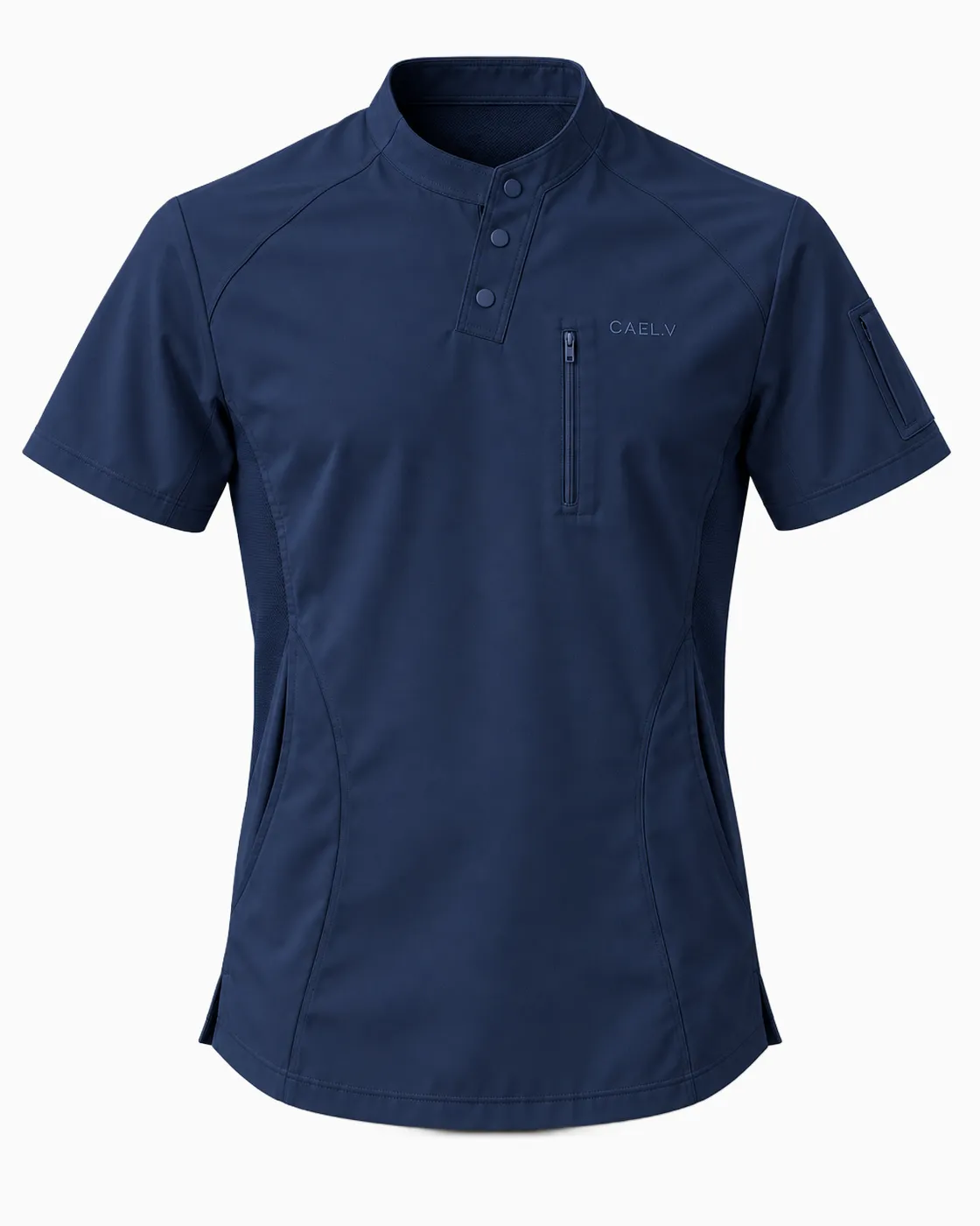 Henley Snap Top — Front · Navy