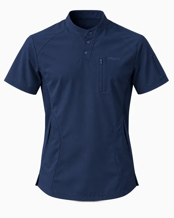 Henley Snap Top, Navy