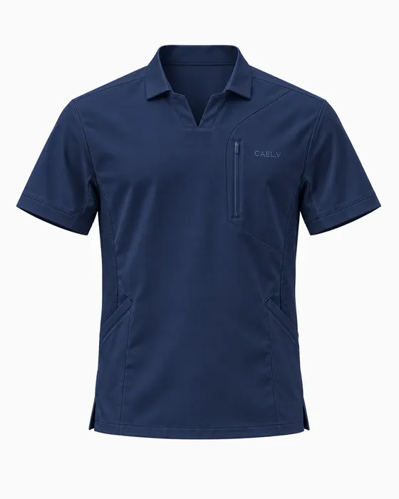 Johnny-Collar Top, Navy