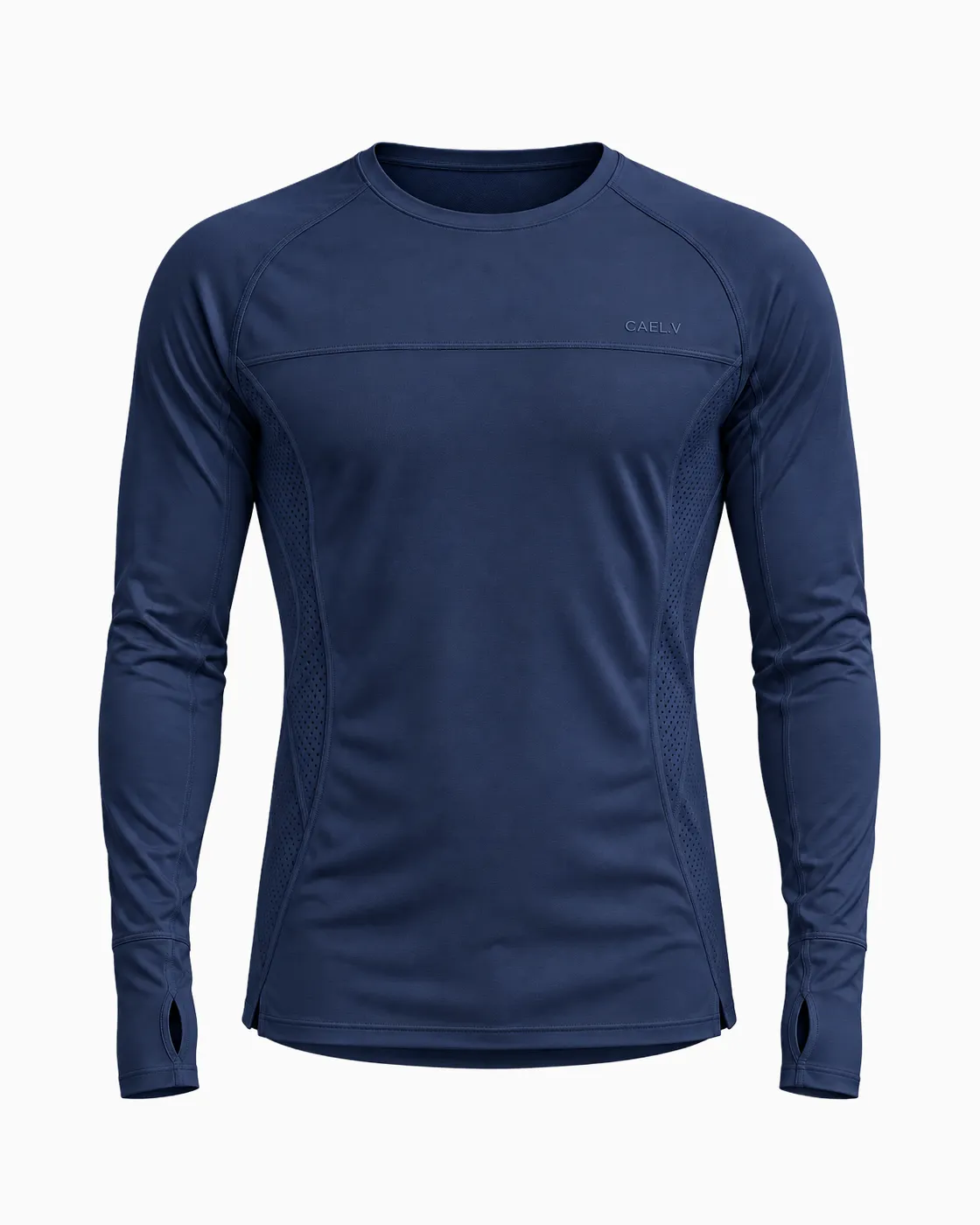 Crew-Neck Thumbhole Underscrub — Front · Navy
