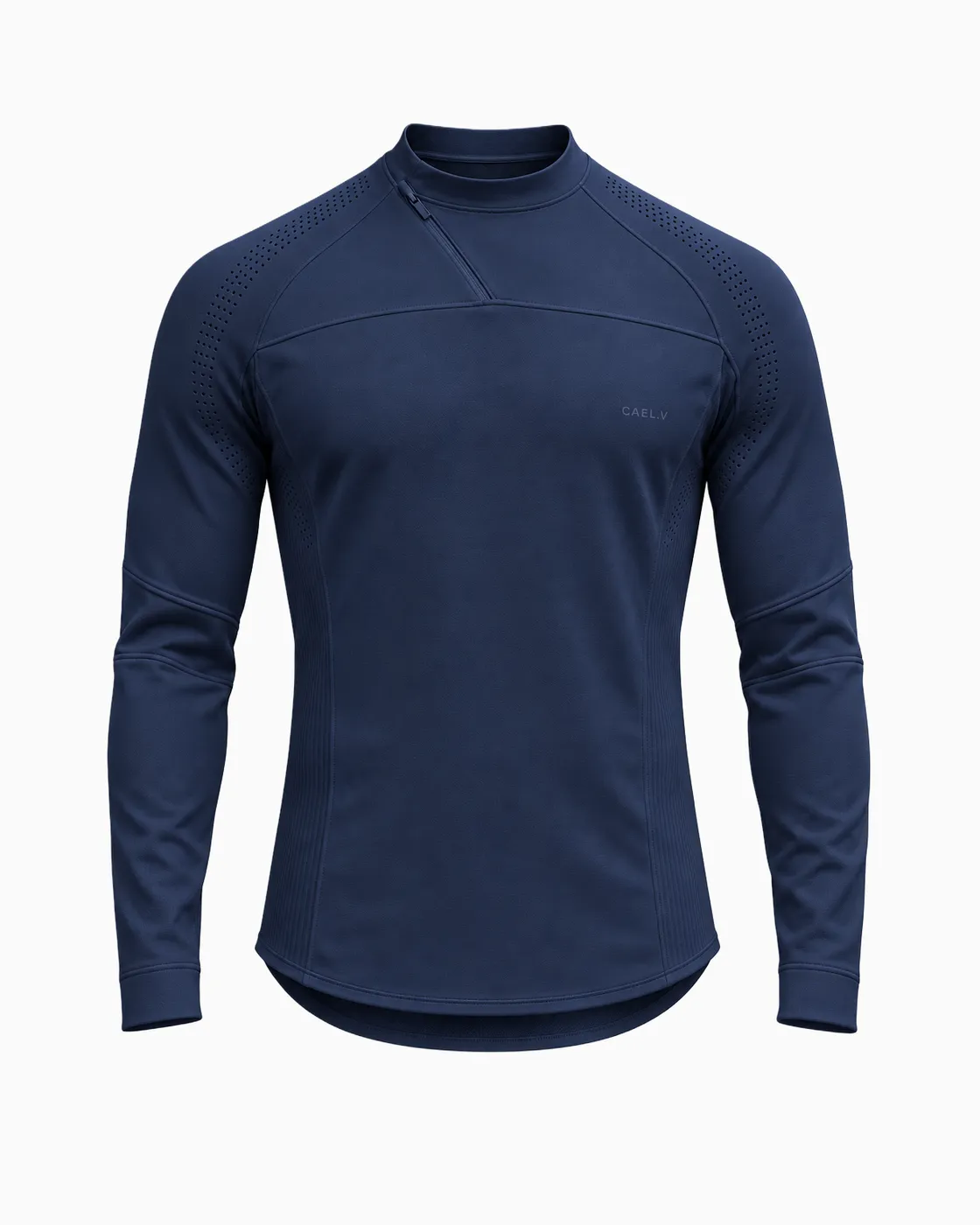 Mock-Neck Mesh Underscrub — Front · Navy
