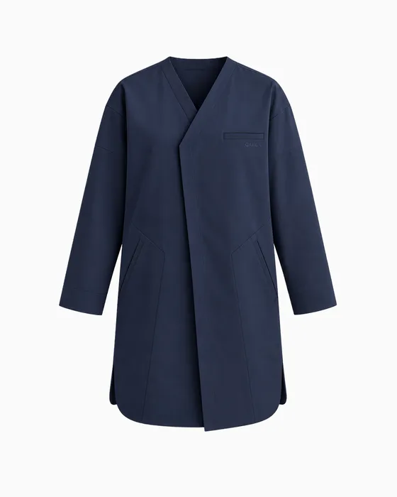 Open Shawl Lab Coat, Navy