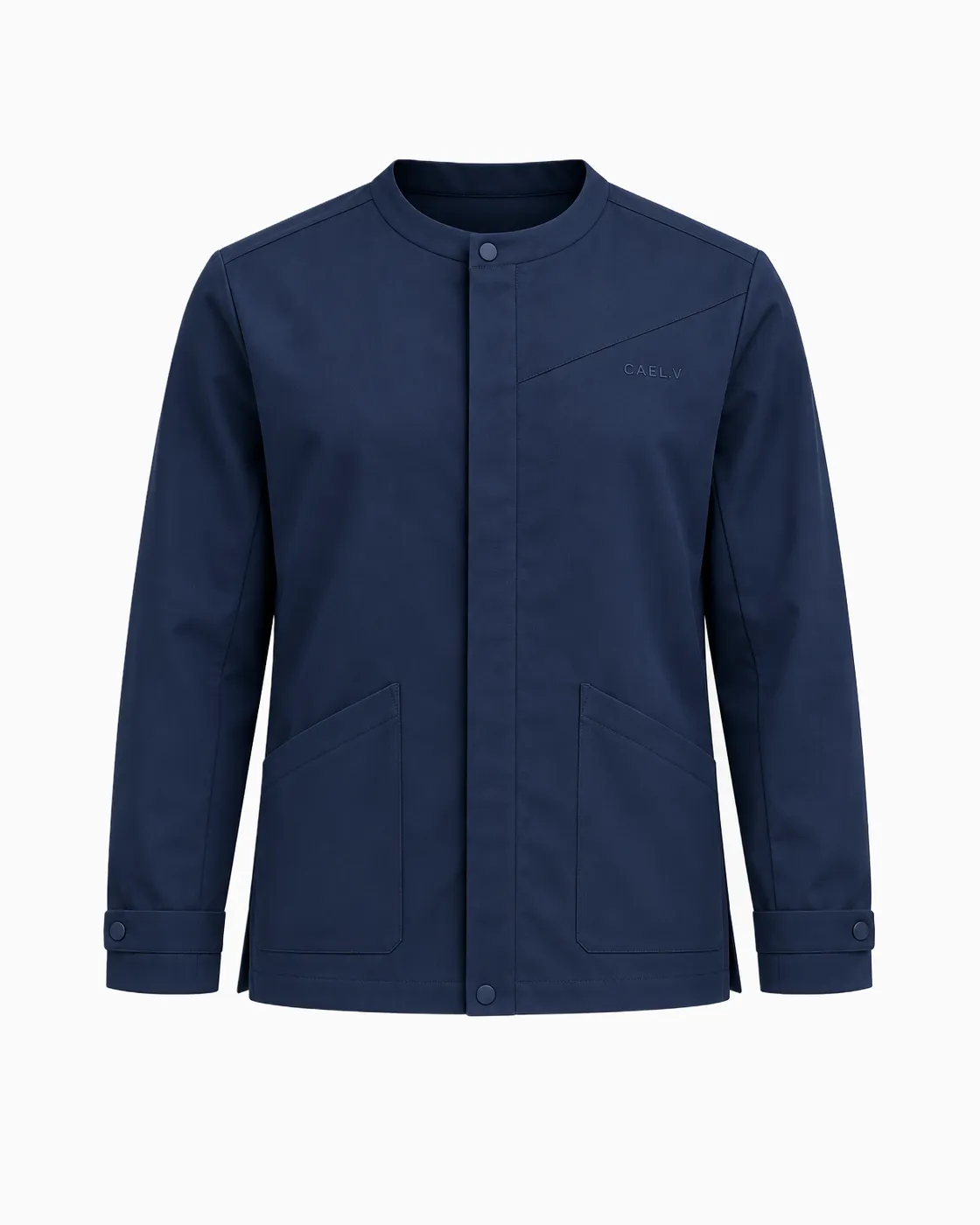 Snap-Placket Jacket — Front · Navy