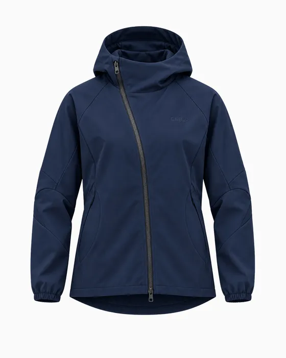 Hooded Asymmetric Jacket, Navy