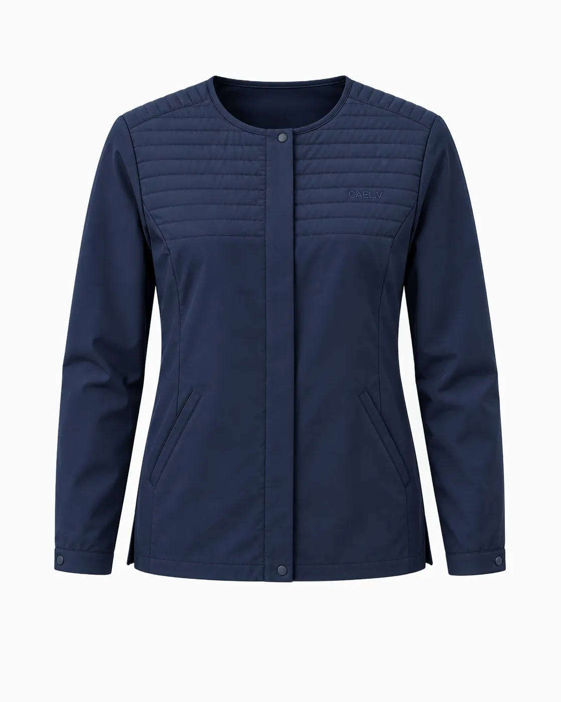 Quilted-Yoke Jacket — Front · Navy
