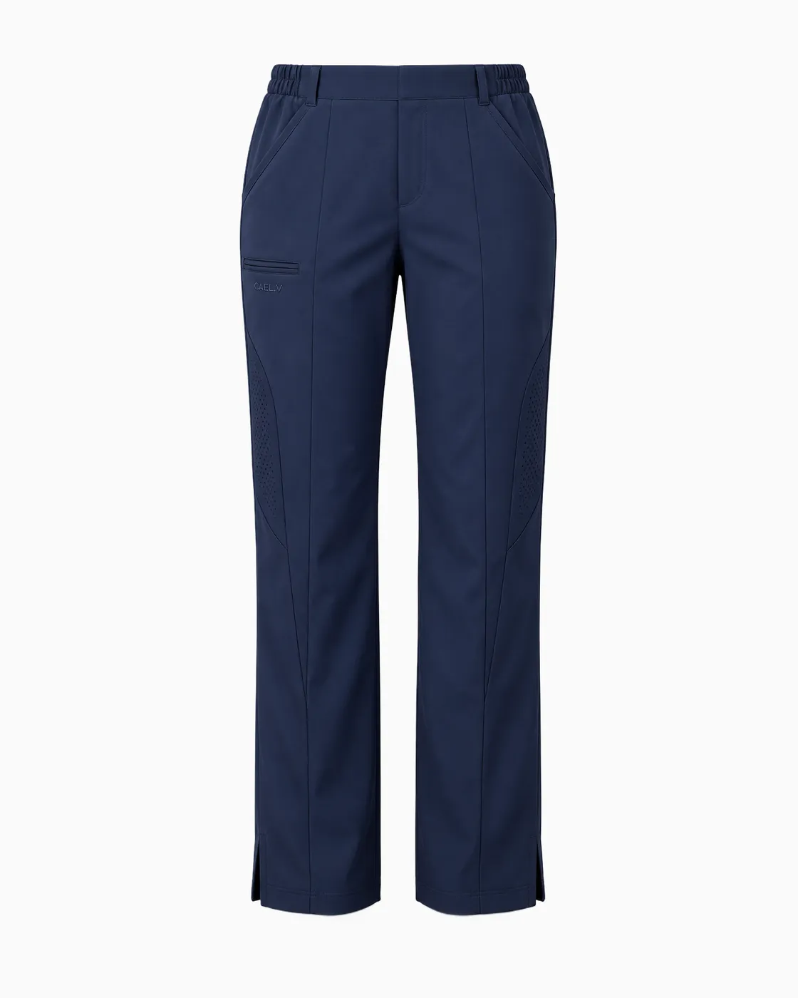 Pintuck Straight Pant — Front · Navy