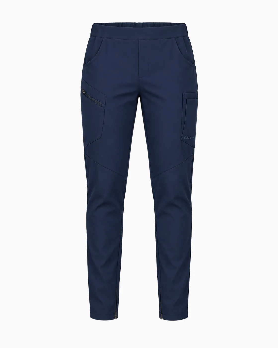 Tapered Zip-Hem Pant — Front · Navy