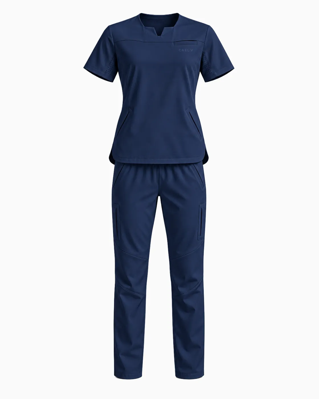 Notch-Neck Classic Set — Front · Navy