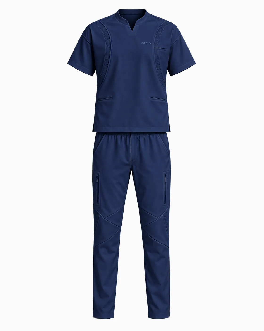 Notch-Neck Cargo Set — Front · Navy