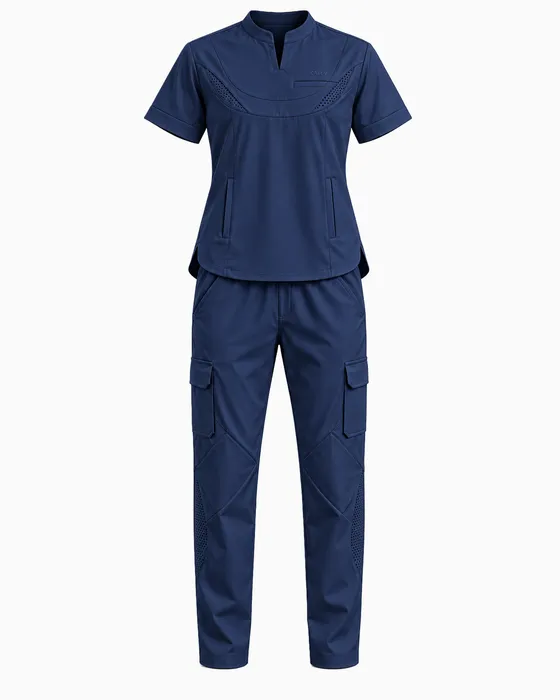 Yoked Notch-Neck Set, Navy