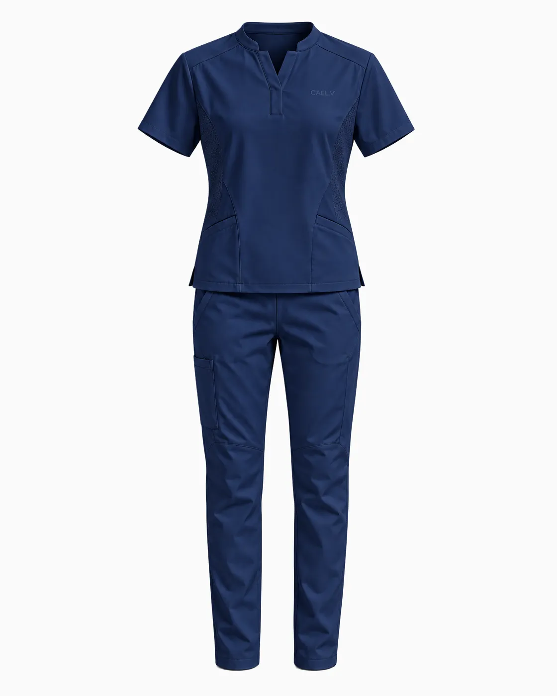 Tailored Notch-Neck Set — Front · Navy