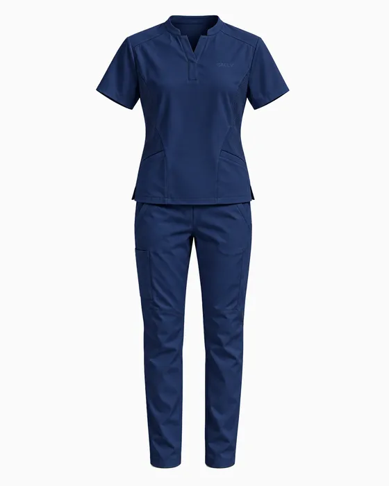 Tailored Notch-Neck Set, Navy