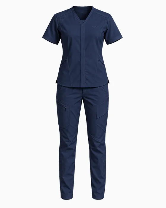 Concealed-Placket Set, Navy