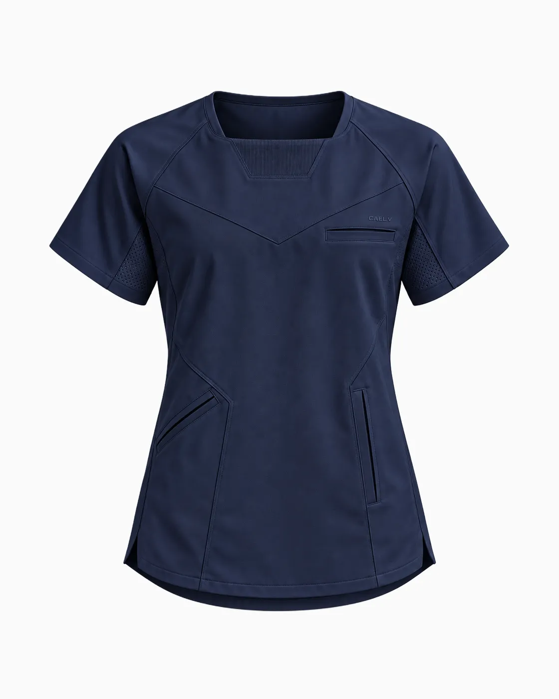 Square-Neck Raglan Top — Front · Navy