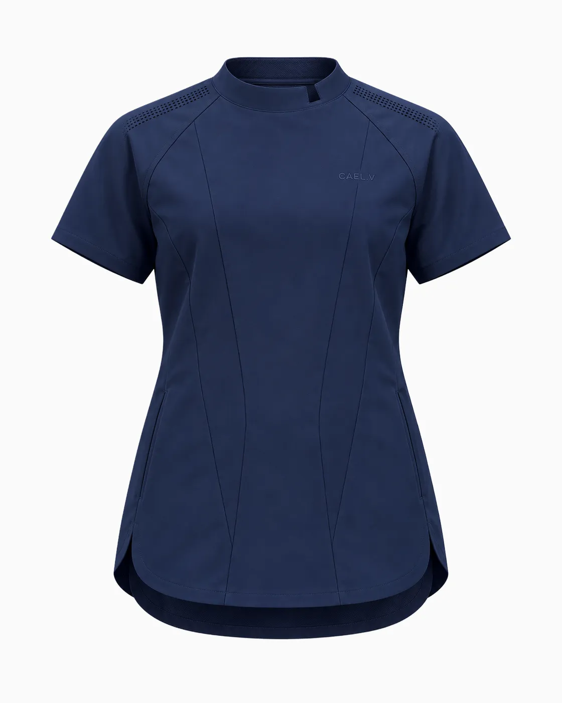 Raglan Mock-Neck Top — Front · Navy