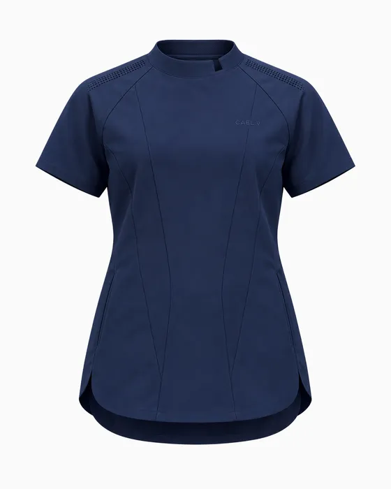 Raglan Mock-Neck Top, Navy