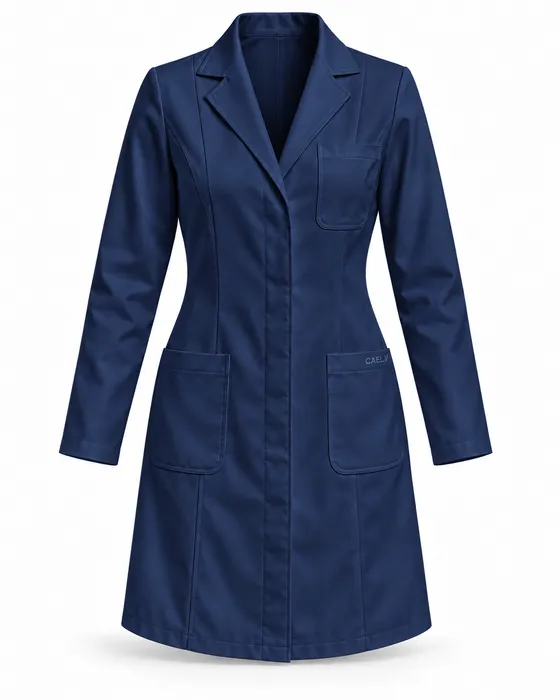 Classic Notch-Lapel Lab Coat, Navy
