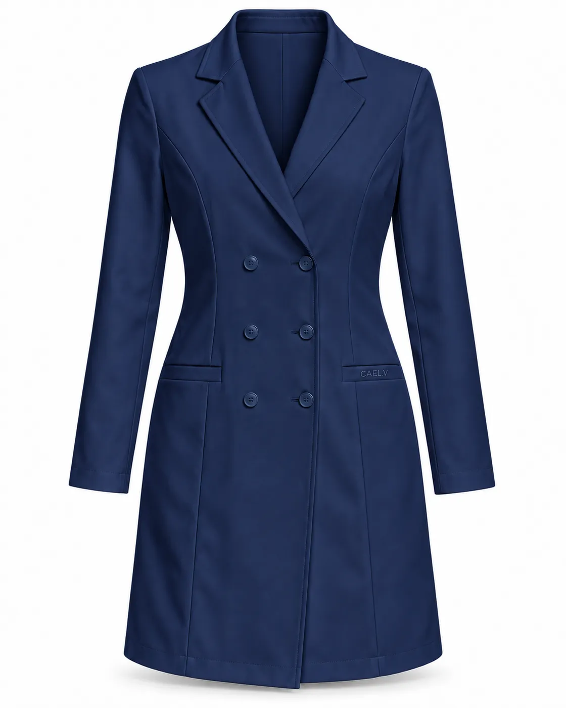 Double-Breasted Lab Coat — Front · Navy