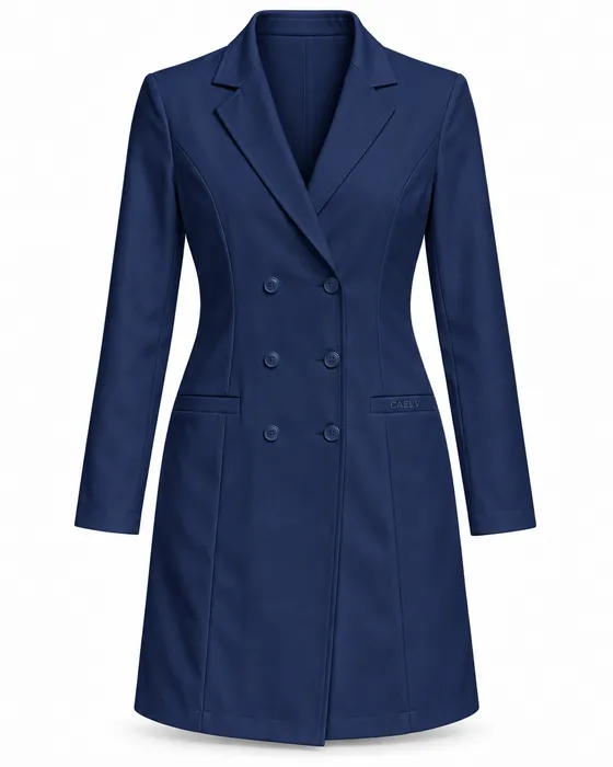 Double-Breasted Lab Coat, Navy