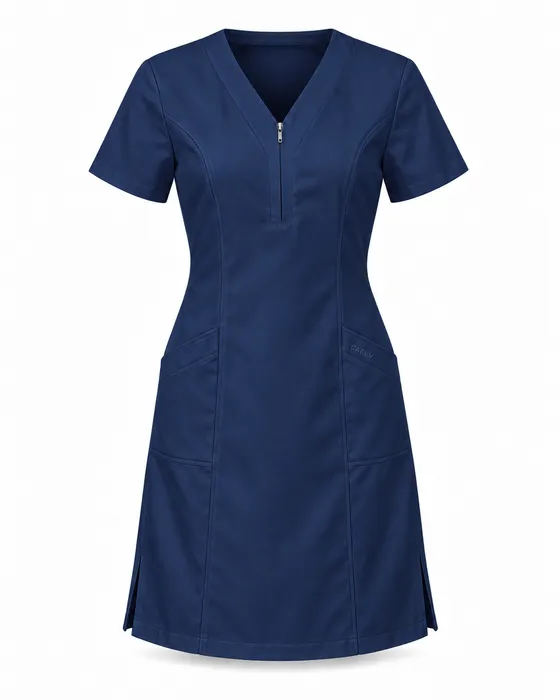 Classic Zip Knee Dress, Navy