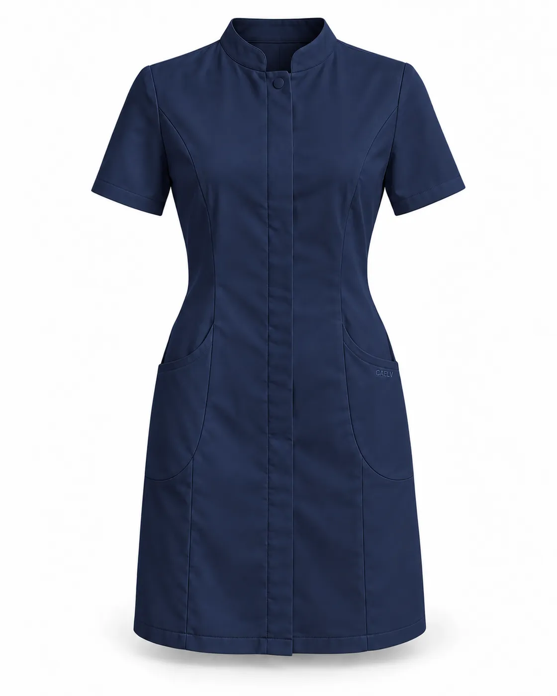 Mandarin Princess Dress — Front · Navy