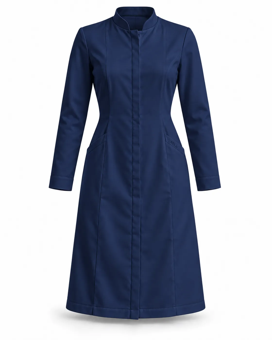 Modest Midi Dress — Front · Navy