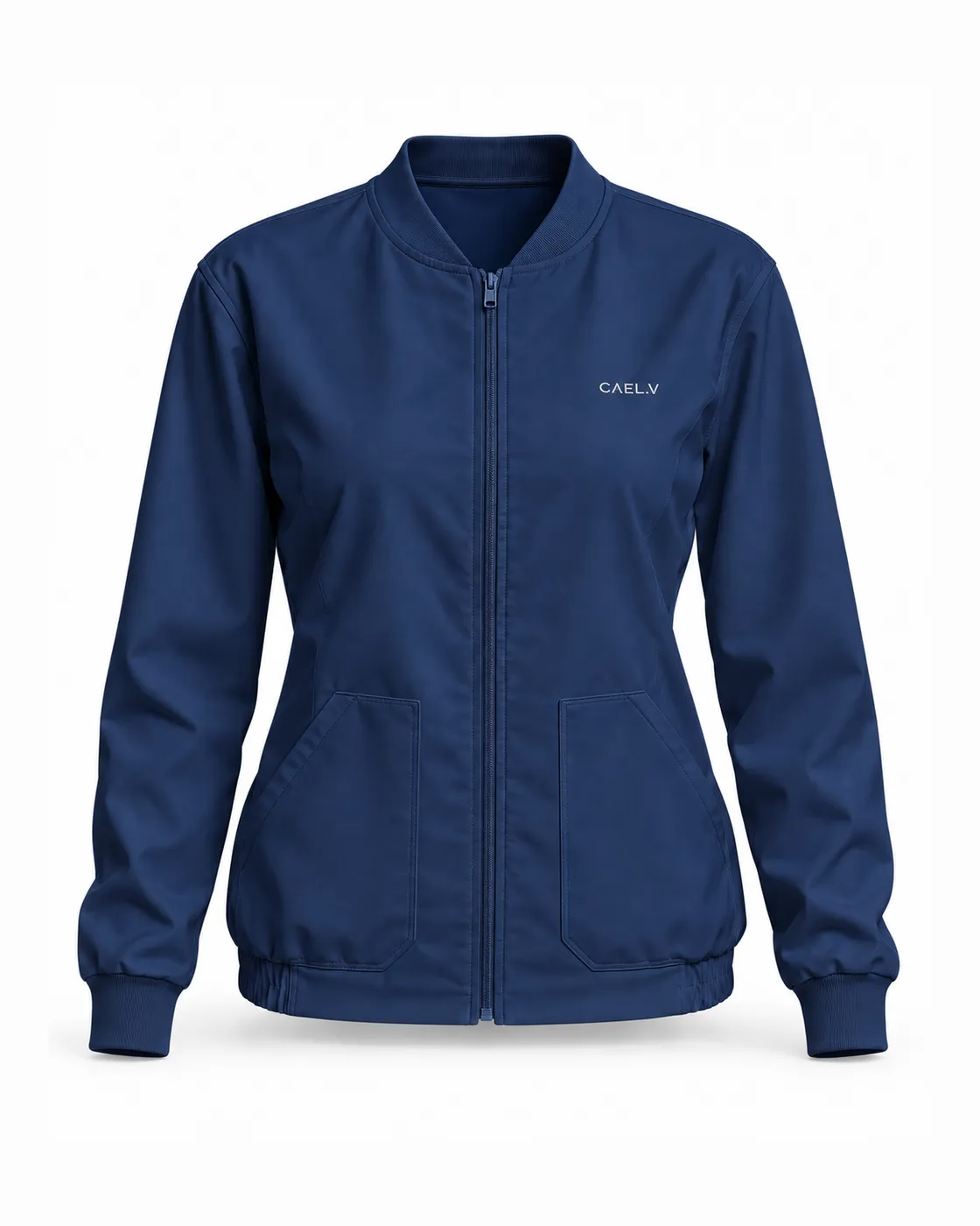 Zip Bomber Jacket — Front · Navy