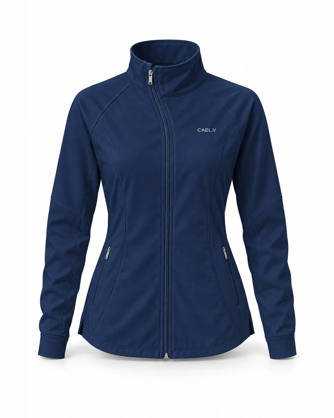 Funnel-Neck Zip Jacket — Front · Navy