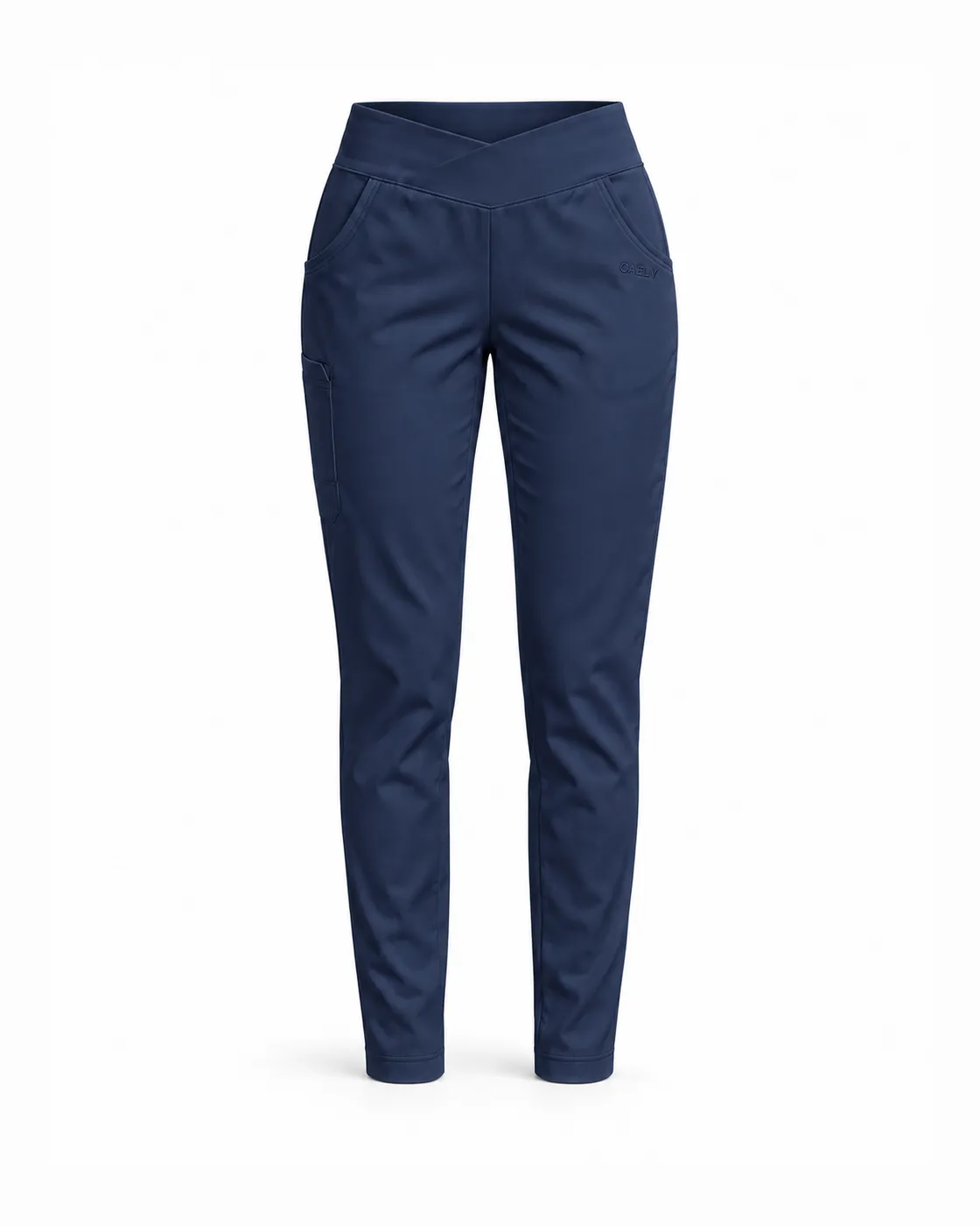 Crossover-Waist Pant — Front · Navy