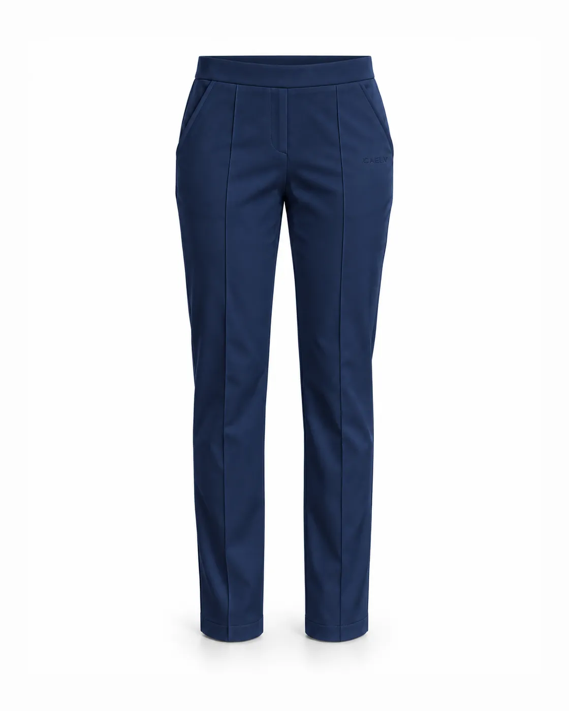 Pintuck Slim Pant — Front · Navy