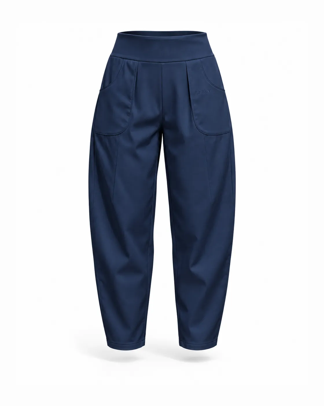 Cropped Barrel Pant — Front · Navy