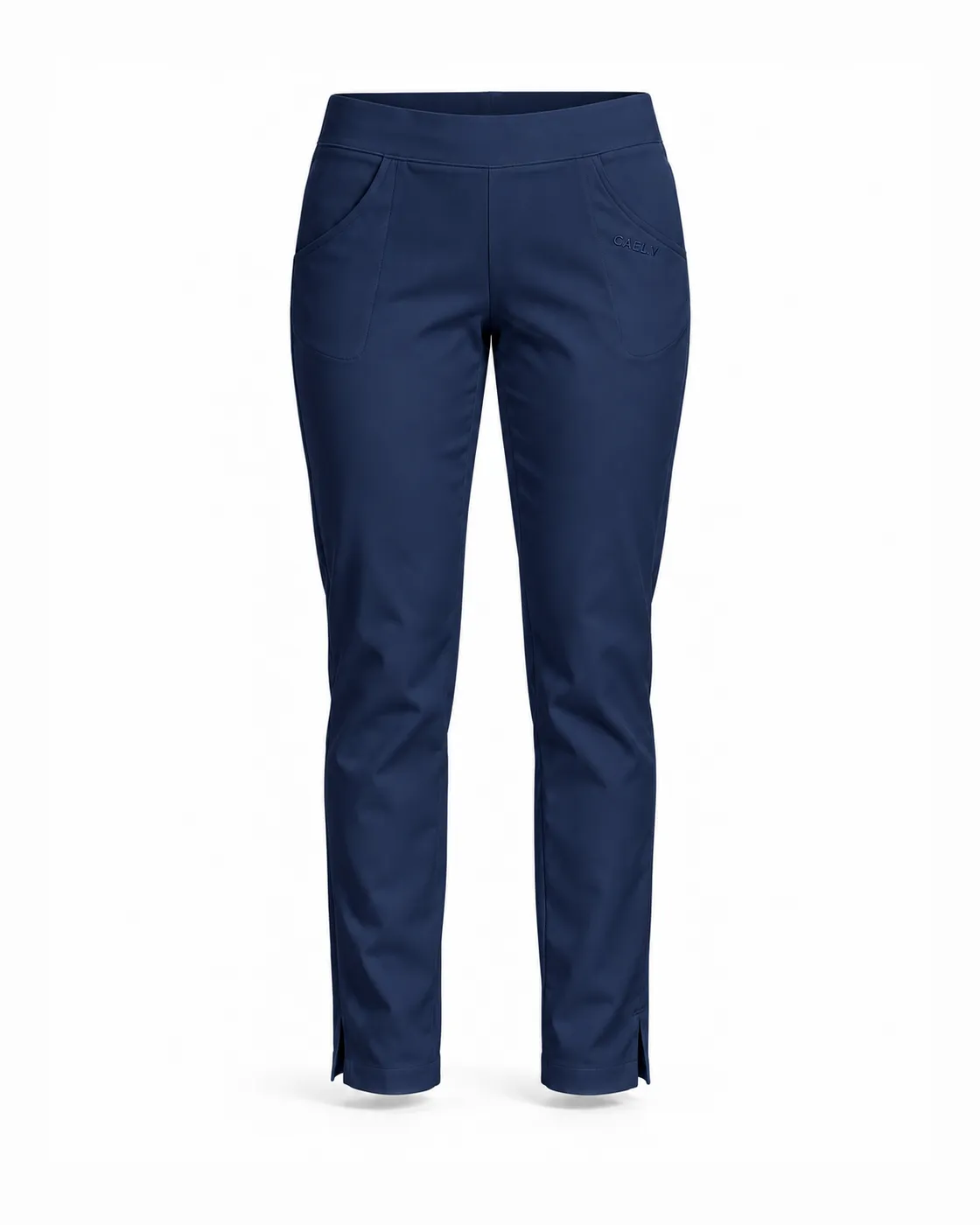 Side-Slit Slim Ankle Pant — Front · Navy