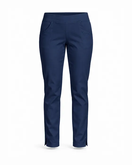 Side-Slit Slim Ankle Pant, Navy