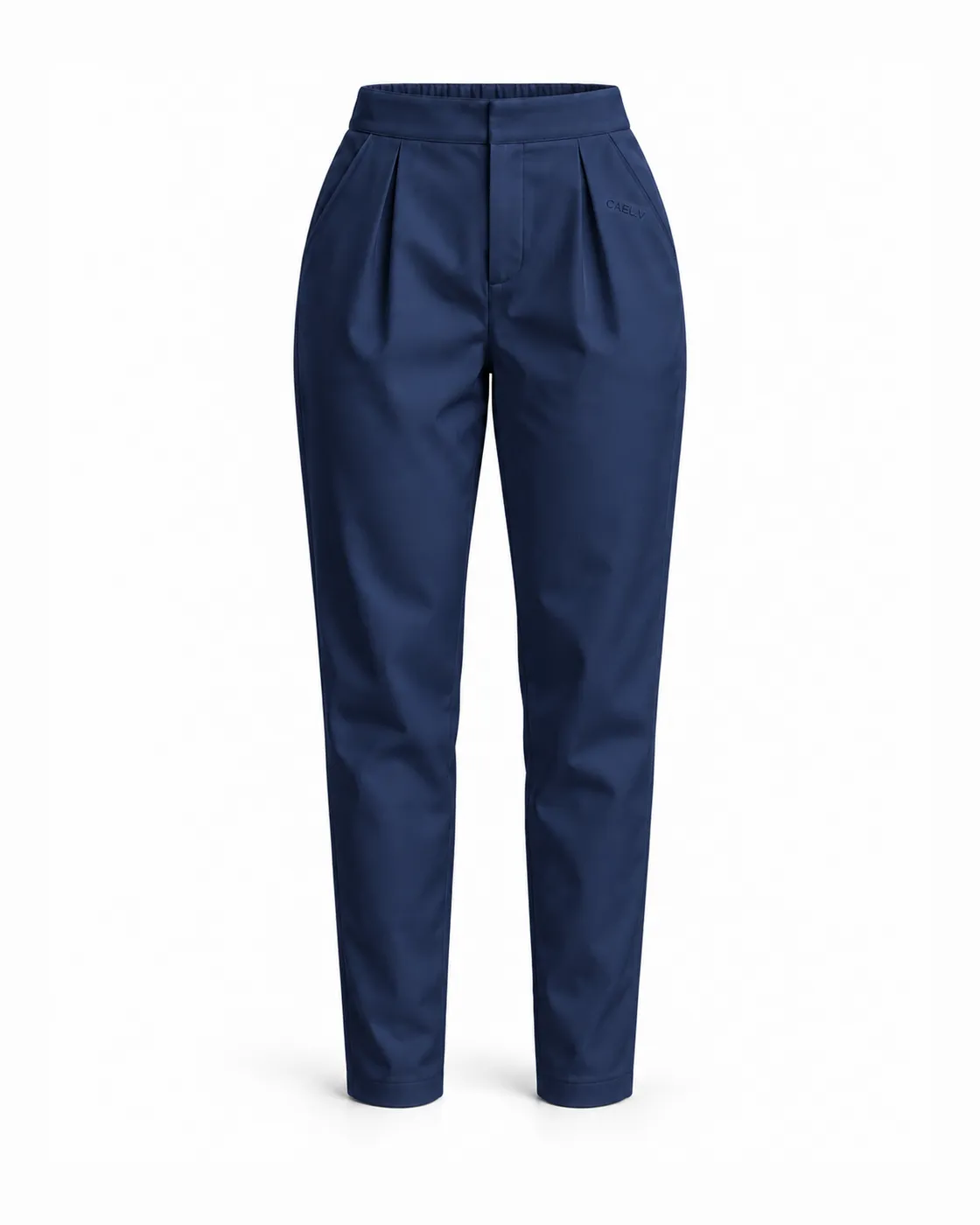 Pleated Carrot Pant — Front · Navy