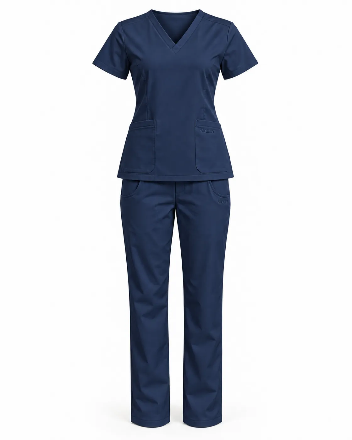 Classic V-Neck Set — Front · Navy