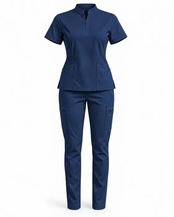 Zip-Collar Cargo Set, Navy